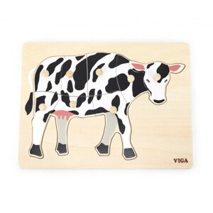 Puzzle na podložke s rúčkami Viga 44608 krava