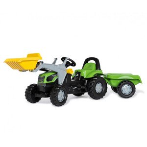 Šlapací traktor s prívesom a lyžicou Rolly Toys 023196 Fahir 5115G TB