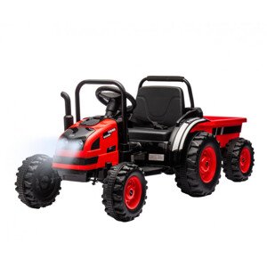 Elektrický traktor s prívesom Farmer červený