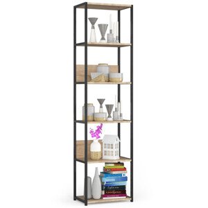 Priemyselný regál 50 cm, 6 políc, čierny / dub sonoma