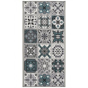 Protišmykový koberec/ behúň Patchwork tyrkysový