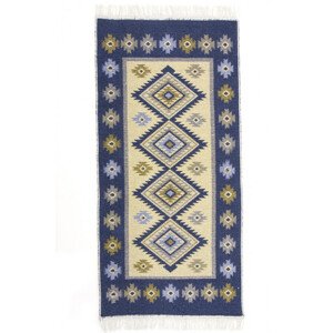 Obojstranný koberec / behúň Kilim Romby modrý