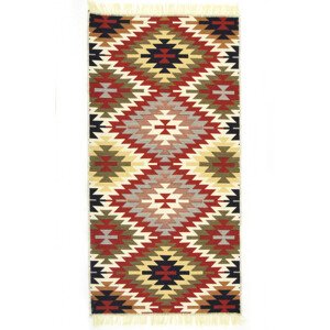 Obojstranný koberec / behúň Kilim Gold Aztecki Etno Romby viacfarebný