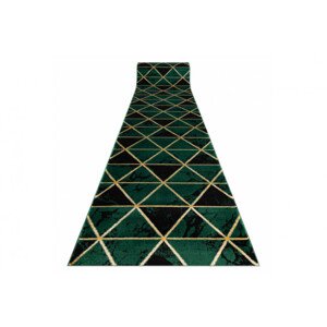 Behúň EMERALD exkluzívny 1020 glamour, marmur, trojuholníky zelený/zlatý