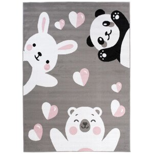 Detský koberec PINKY DE78A Bear Panda Rabbit sivý