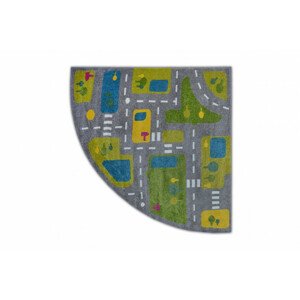 Koberec PAINT štvrťkruh G4777 - Uličky sivý/krém
