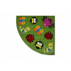 Koberec PAINT štvrťkruh G4774 - zvieratká zelený/krém