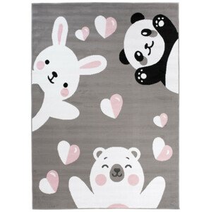 Detský koberec PINKY DE78A Bear Panda Rabbit sivý