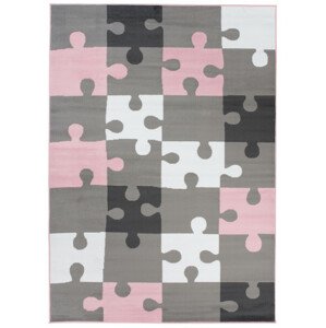 Detský koberec PINKY Z414C Puzzle sivý, ružový
