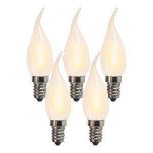 Sada 5 E14 LED matných sviečkových žiaroviek BXS35 1W 100 lúmenov 2200K