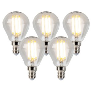 Sada 5 stmievateľných LED žiaroviek E14 Globe P45 5W 470lm 2700K
