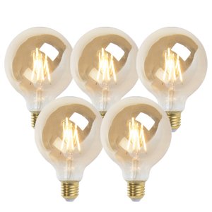 Sada 5 stmievateľných LED žiaroviek E27 G95 zlatá 5W 380lm 2200K