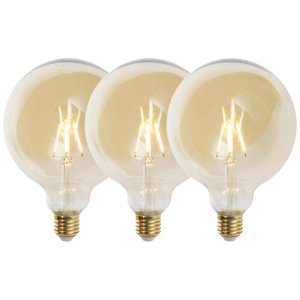 Sada 3 stmievateľných žiaroviek LED E27 G125 goldline 2200K
