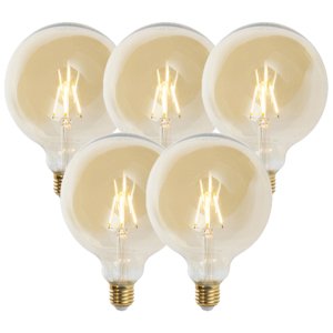Sada 5 stmievateľných žiaroviek LED E27 G125 goldline 2200K