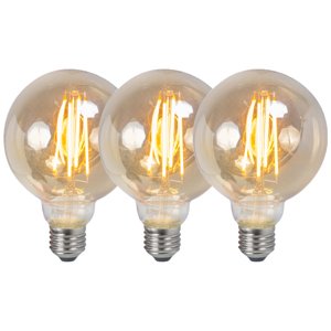 Sada 3 ks E27 stmievateľných LED svietidiel G95 dymových 5W 380 lm 2200K