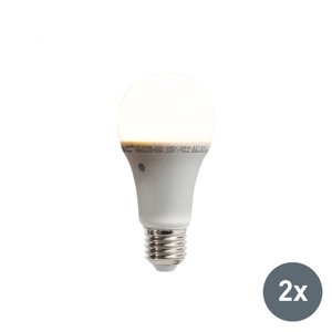 Sada 2 LED žiaroviek so zabudovaným snímačom svetlo-tma E27 9W 806 lúmen teplá biela 2700K
