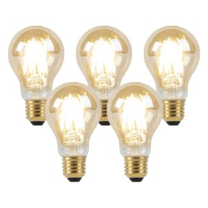 Sada 5 žiaroviek E27 LED 8W 2000-2600K stlmených na teplé zlaté vlákno