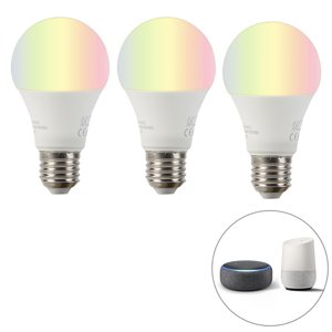 Inteligentná sada 3 E27 stmievateľných LED žiaroviek A60 9W 800 lm 2200-4000K