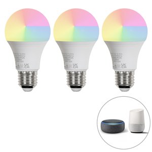 Set van 3 smart E27 LED lampen A60 mat RGBW 8,5W 806 lm 2700K