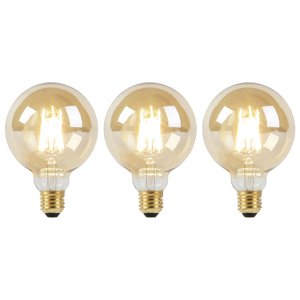 Sada 3 LED žiaroviek E27 Dim to Warm G95 zlatá 8W 806lm 2000-2700K