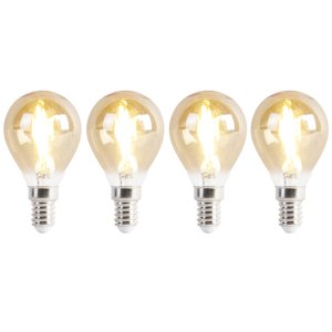 Sada 4ks E14 LED svietidiel P45 zlatá 2W 180 lm 2100K