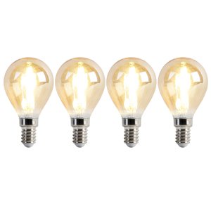 Sada 4 stmievateľných LED žiaroviek E14 P45 zlatá 3,5W 330lm 2100K