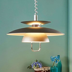 Škandinávska závesná lampa šedá vrátane E27 LED - Nadija