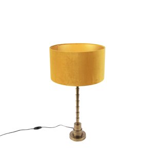Stolná lampa v štýle Art Deco s plyšovým tienidlom žltá 35 cm - Pisos