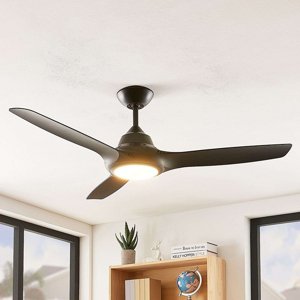 Stropný ventilátor čierny vrátane LED a diaľkového ovládača - Aila