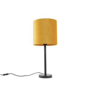 Art Deco stolná lampa čierna so žltým tienidlom 25 cm - Simplo