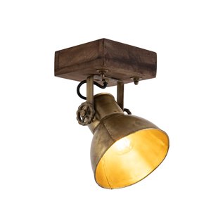 Priemyselné stropné bodové svietidlo bronzové s drevom 18 cm - Mangoes