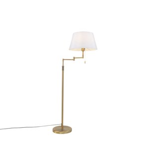 Stojaca lampa bronzová s bielym tienidlom a nastaviteľným ramenom - Ladas Deluxe