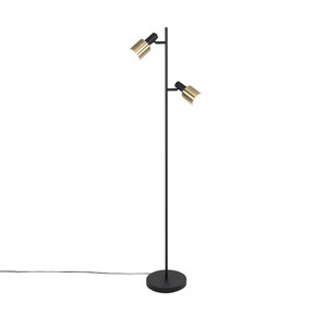 Dizajnová stojaca lampa čierna so zlatom 2-svetlo - Stijn