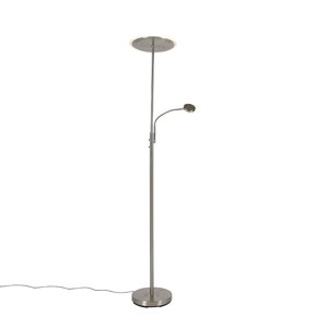 Moderná stojaca lampa oceľ vrátane LED stmievateľná s ramenom na čítanie - Strela