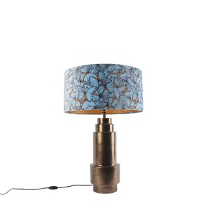 Stolná lampa bronzová s tienidlom z zamatového motýľa 50 cm - Bruut