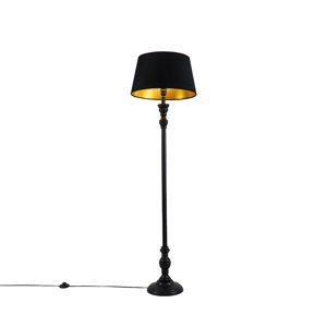 Stojaca lampa s tienidlom 45 cm čierna so zlatým vnútorným priestorom - Classico