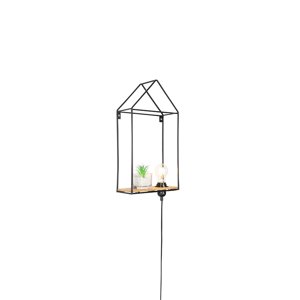 Priemyselná nástenná lampa čierna s drevom 49 cm - Hiso