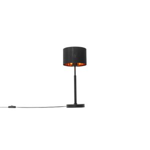 Moderná stolná lampa látkové tienidlo čierna so zlatou - VT 1