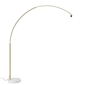Oblúková lampa mosadz s bielym mramorovým podstavcom nastaviteľná - XXL