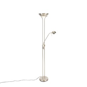 Oceľová stojaca lampa s lampou na čítanie vrátane stmievateľného LED v Kelvinoch - Diva