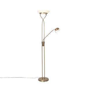 Stojaca lampa bronzová vrátane LED a stmievača s lampou na čítanie - Empoli