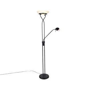 Stojacia lampa čierna vrátane LED a stmievača s lampou na čítanie stlmiť do tepla - Empoli