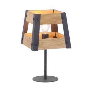 Priemyselná stolová lampa čierna s drevom - prepravka