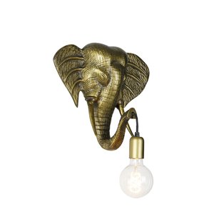 Vintage nástenná lampa zlatá - Zviera Slon