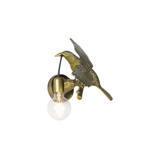 Vintage nástenná lampa mosadzná - Animal Fugl
