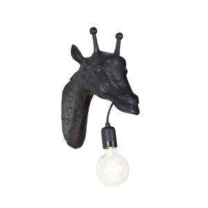Vintage nástenná lampa čierna - Zviera Žirafa