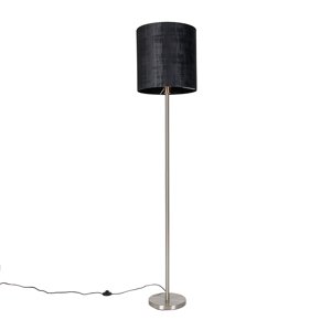 Moderná stojaca lampa oceľ s tienidlom čierna 40 cm - Simplo