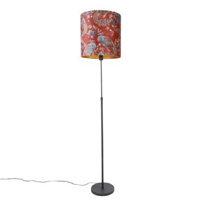 Stojaca lampa čierna tienidlo s motívom páva červené 40 cm - Parte