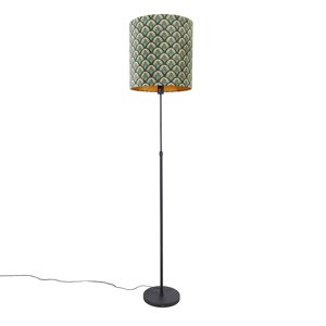 Stojaca lampa čierna tienidlo s motívom páva 40 cm nastaviteľná - Parte