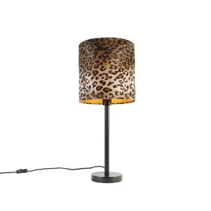 Moderná stolná lampa čierna s leopardím tienidlom 25 cm - Simplo
